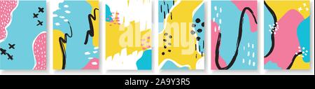 Vector vertical banner set memphis colorful style.  Stock Vector