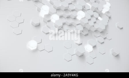 abstract 3d illustration of hexagons network and antenna Stock Photo ...