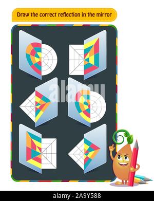 Logic game for kids. Find and draw the missing parts. Children activity ...