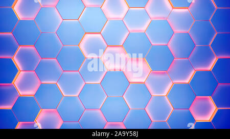 Modern hexagonal background texture pattern. Honeycombs at different level. 3d rendering illustration. Futuristic banner. Stock Photo