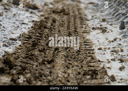 Close up of skid marks on the dry ground of an salt sea Stock Photo