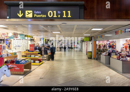 Seville, Spain - May 23, 2019:  Seville duty-free shopping area interior in Seville airport. Stock Photo