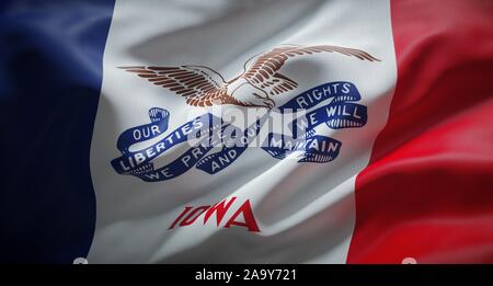 Official flag of the state of Iowa. United States of America. Stock Photo