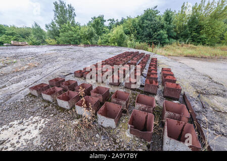 Roof of Object 1180 - Soviet abandoned reserve command post bunker of Warsaw Pact from Cold War period near Oliscani village in Moldova Stock Photo