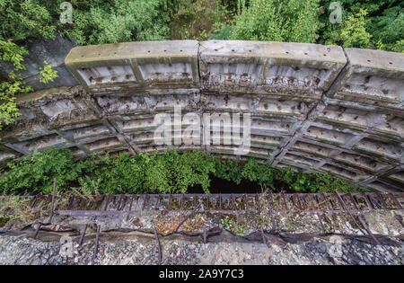 Object 1180 - Soviet abandoned reserve command post bunker of Warsaw Pact from Cold War period near Oliscani village in Moldova Stock Photo