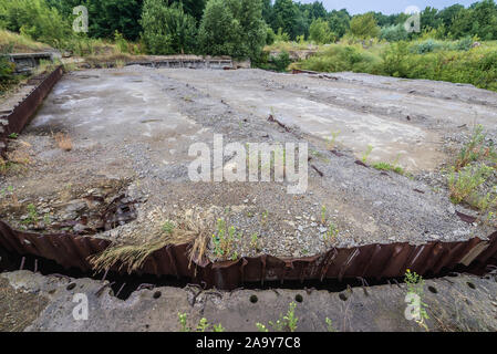 Roof of Object 1180 - Soviet abandoned reserve command post bunker of Warsaw Pact from Cold War period near Oliscani village in Moldova Stock Photo