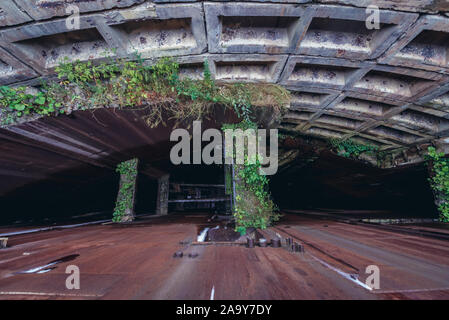 Walls of Object 1180 - Soviet abandoned reserve command post bunker of Warsaw Pact from Cold War period near Oliscani village in Moldova Stock Photo