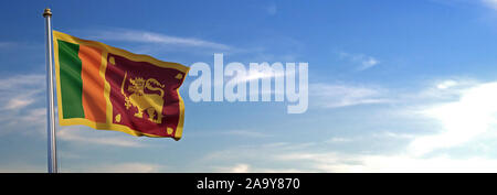 Flag of Sri Lanka rise waving to the wind with sky in the background Stock Photo