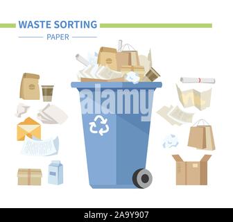 Paper waste sorting - modern flat design style illustration Stock Vector