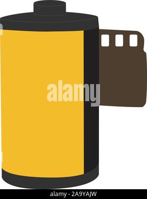 film camera logo on white background. flat style. camera film roll symbol. camera vintage film roll cartridge. Stock Vector
