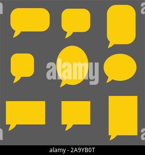 empty yellow speech bubbles on dark background. flat style. Speech bubble icon for your web site design, logo, app, UI. collection of vector speech an Stock Vector