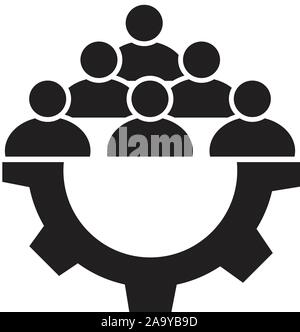 teamwork icon on white background. flat style. teamwork management icon for your web site design, logo, app, UI. gear symbol. management sign. Stock Vector