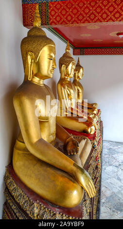 Bangkok, Thailand January 2019: Golden Buddha Statue in Wat Pho Temple.  Wat Pho is one of the oldest temples in Bangkok, Thailand Stock Photo