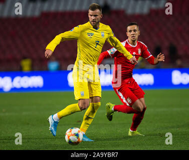 Belgrade, Serbia. 17th Nov, 2019. Andriy Yarmolenko of Ukraine. Credit: Nikola Krstic/Alamy Live News Stock Photo