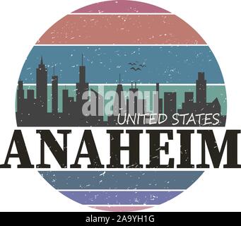 Anaheim city travel destination in USA. vector cartoon, Stock Vector