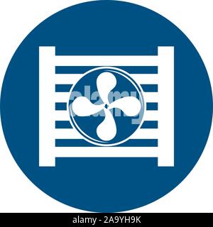 car radiator and fan assembly piece flat Stock Vector