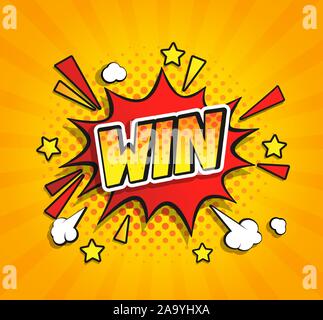 Comic speech bubble win. Stock Vector