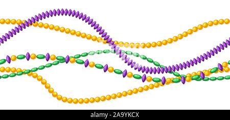 Seamless pattern with beads in Mardi Gras colors. Stock Vector
