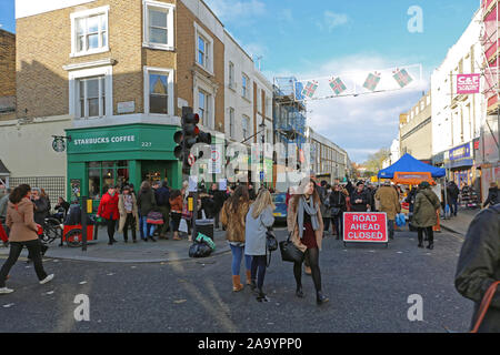 London, United Kingdom - November 23, 2013: Portobello Market Road Ahead Closed at Saturday in London, UK. Stock Photo