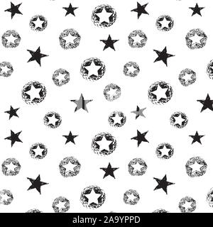 Seamless pattern with stars on white background. Stock Vector