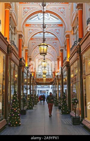 London, United Kingdom - November 21, 2013: Christmas Decoration at The Royal Arcade at Old Bond Street in London., UK. Stock Photo