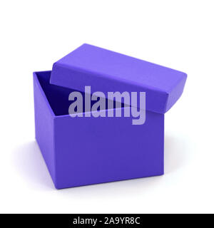 Blue empty cardboard box in front of white background Stock Photo