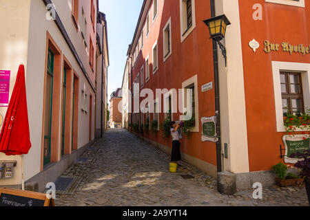 Bautzen, Germany - September 1, 2019: Narrow street in the historic Old town of Bautzen in Upper Lusatia, Saxony Stock Photo