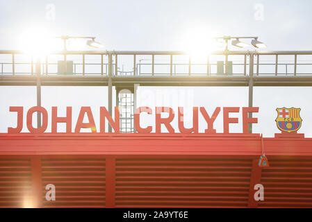 BARCELONA - NOV 17: The new Johan Cruyff Stadium located at the Ciutat Esportiva Joan Gamper on November 17, 2019 in Barcelona, Spain. Stock Photo