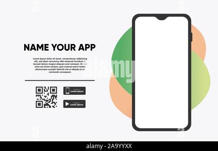 Download page of the mobile app. Advertising space for your application Flat vector Stock Vector