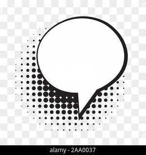 Comic empty speech bubble on halftone dots background in retro style. Stock Vector