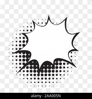 Comic speech bubble on halftone dots background in retro pop art style. Stock Vector