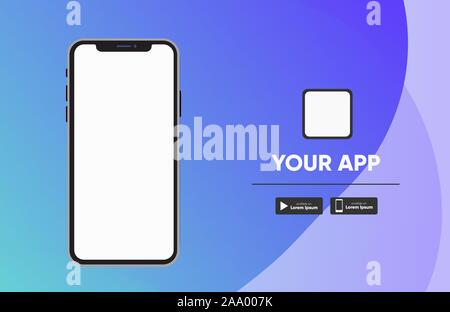 Download page of the mobile app. Advertising space for your application. Vector Stock Vector