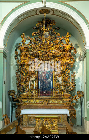 altar dedicated to the Madonna del Rosario in the mother church of San Marco, Agnone,  molise, italy Stock Photo