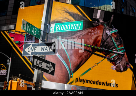 Broadway and one way street signs, Manhattan, New York, USA Stock Photo