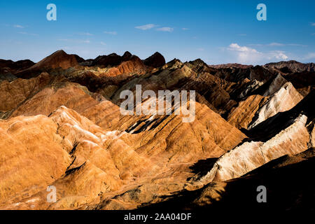 Beautiful light during sunset at the Rainbow Mountains of Zhangye Danxia National Geological Park Stock Photo