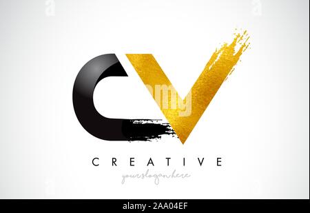CV Letter Design with Brush Stroke and Modern 3D Look Vector ...