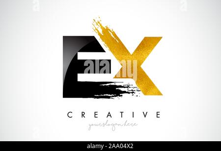 EX Letter Design with Brush Stroke and Modern 3D Look Vector ...