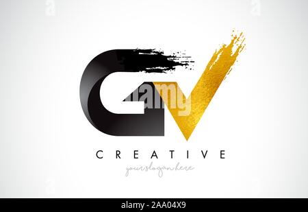 GV Letter Design with Brush Stroke and Modern 3D Look Vector ...