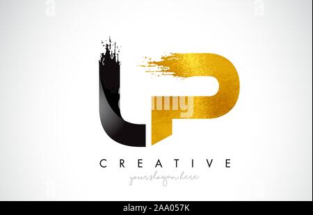 LP Letter Design with Brush Stroke and Modern 3D Look Vector ...