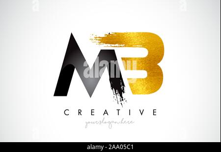 MB Letter Design with Brush Stroke and Modern 3D Look Vector ...