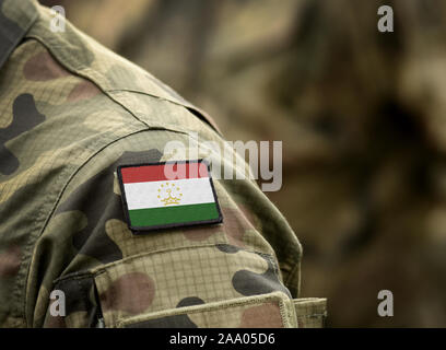 Flag of Tajikistan on military uniform. Army, armed forces, soldiers ...