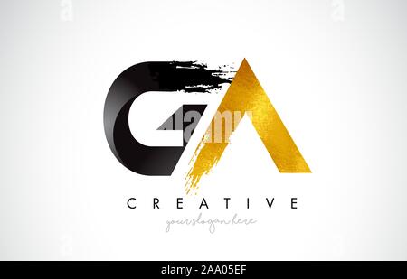 GA Letter Design with Brush Stroke and Modern 3D Look Vector ...