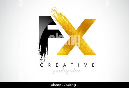 FX Letter Design with Brush Stroke and Modern 3D Look Vector ...