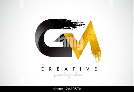 GM Letter Design with Brush Stroke and Modern 3D Look Vector ...