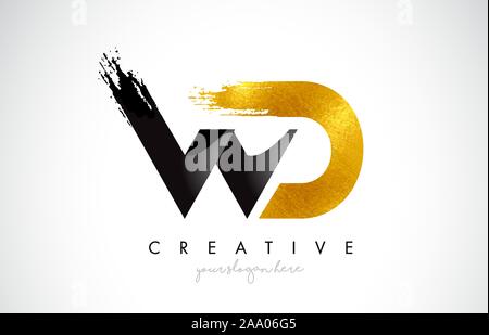 WD Letter Design with Brush Stroke and Modern 3D Look Vector ...