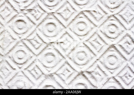 Historic British plaster decoration on a white wall Stock Photo