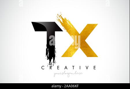 TX Letter Design with Brush Stroke and Modern 3D Look Vector ...