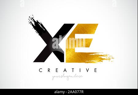 XE Letter Design with Brush Stroke and Modern 3D Look Vector ...