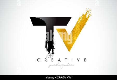 TV Letter Design with Brush Stroke and Modern 3D Look Vector ...