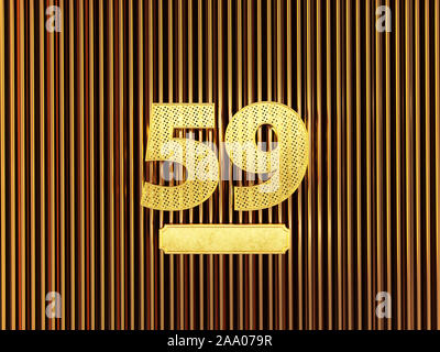 number 59 (number fifty-nine) perforated with small holes on the metal background. 3D illustration Stock Photo